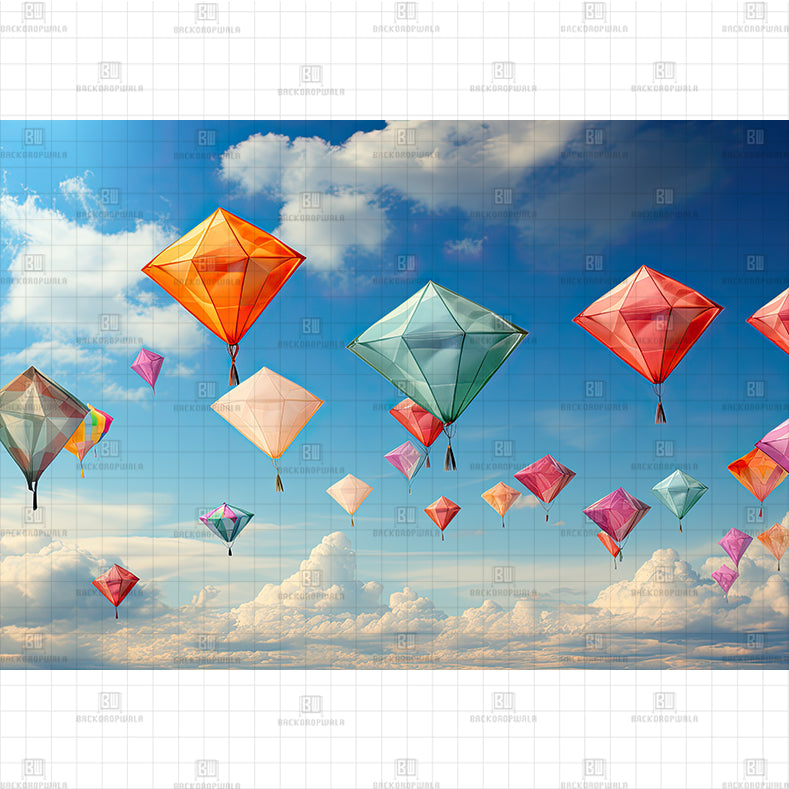 Diamond Kite Sky Printed Baby Backdrop
