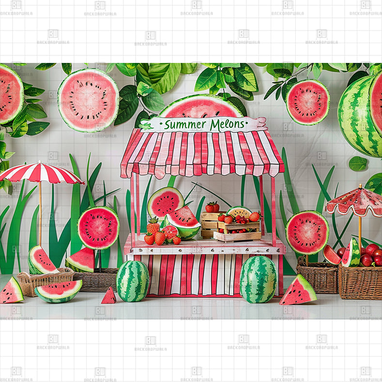 Summer Melon Cart Printed Baby Backdrop