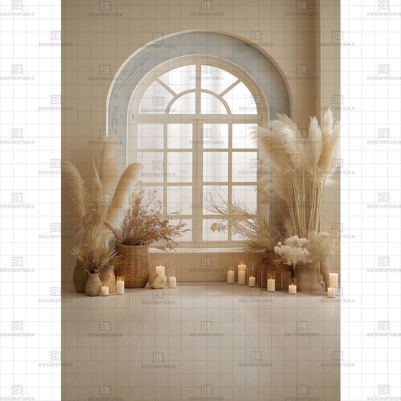 Rustic Earth-Toned Sunroom Printed Maternity Backdrop