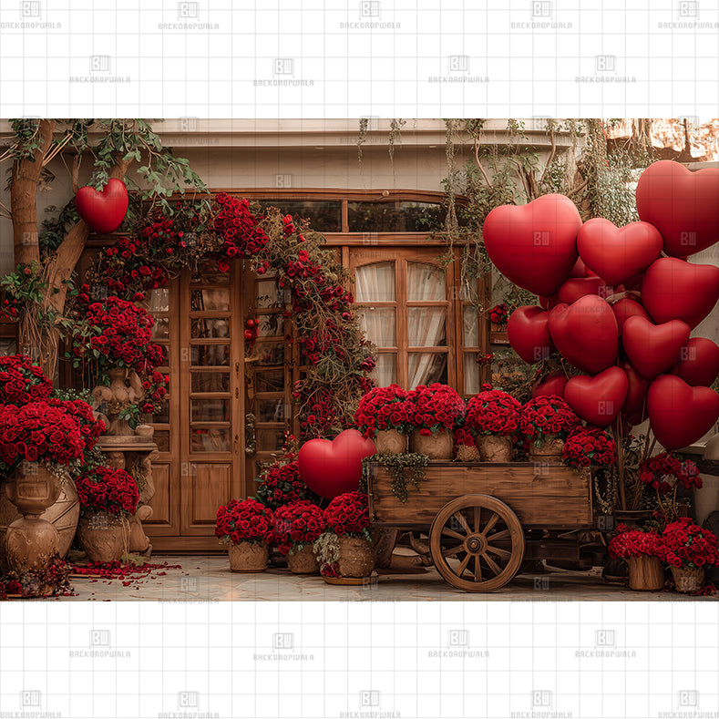 A Romantic Courtyard Printed Backdrop