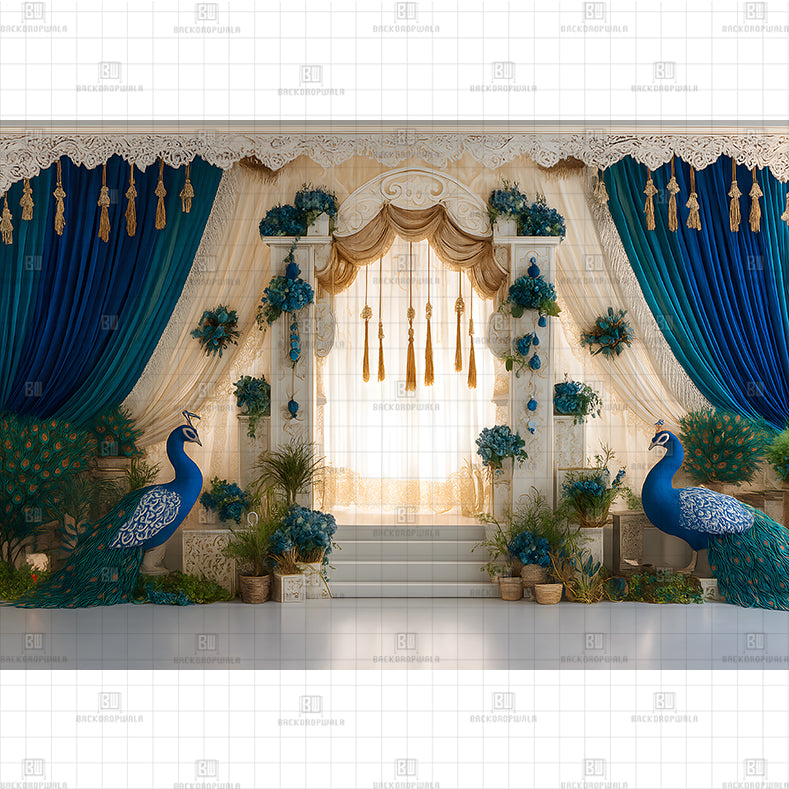 Blue Palace Drapes PRINTED BACKDROP