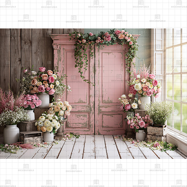 Rose Path To Castle Printed Baby Backdrop