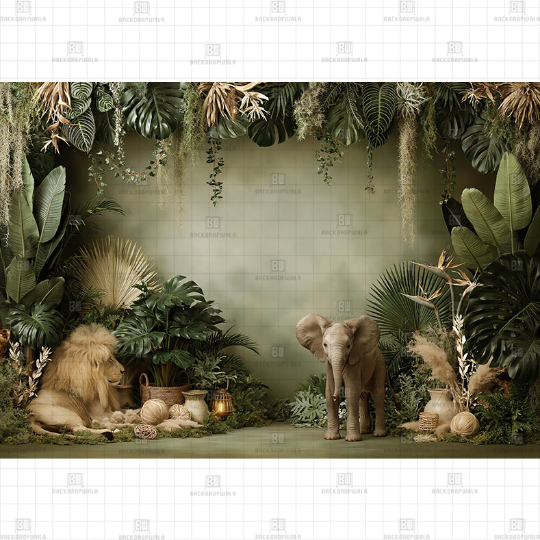 Panda Floral Printed Baby Backdrop
