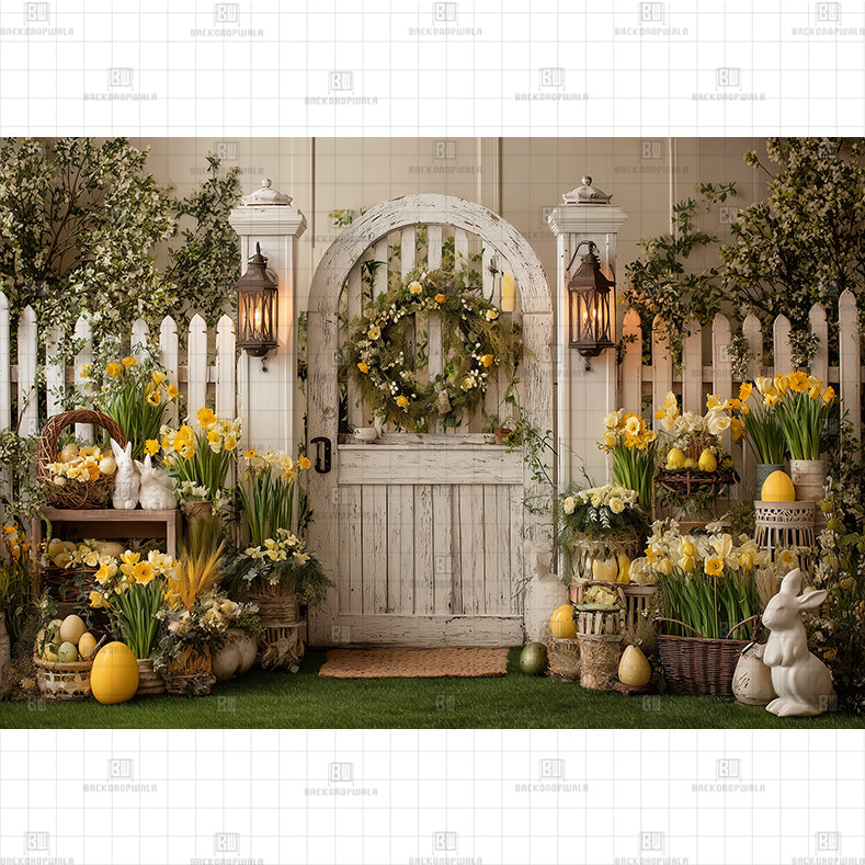 Natural Elements Bunny Set Easter Printed Baby Backdrop