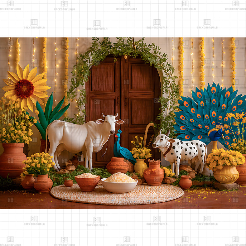 Cow Garden Scene PRINTED BACKDROP