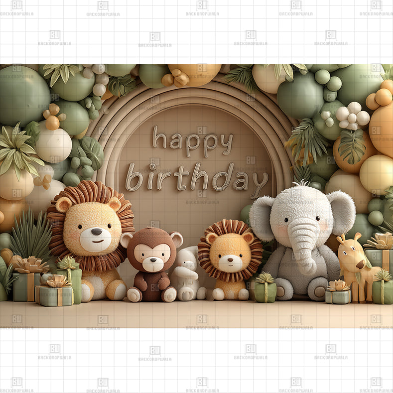 Pastel Teddies Birthday Printed Baby Backdrop