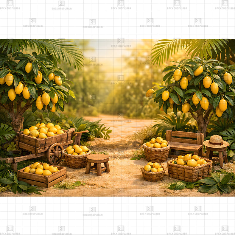 Dreamy Mango Orchard Printed Baby Backdrop