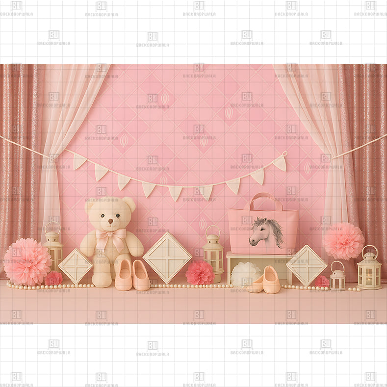 Baby Girl Nursery Pink Printed Baby Backdrop
