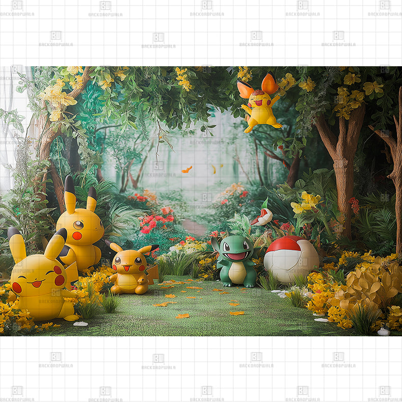 Pokemon Forest Printed Baby Backdrop