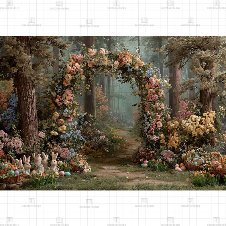 Woodland Easter Archway Easter Printed Baby Backdrop