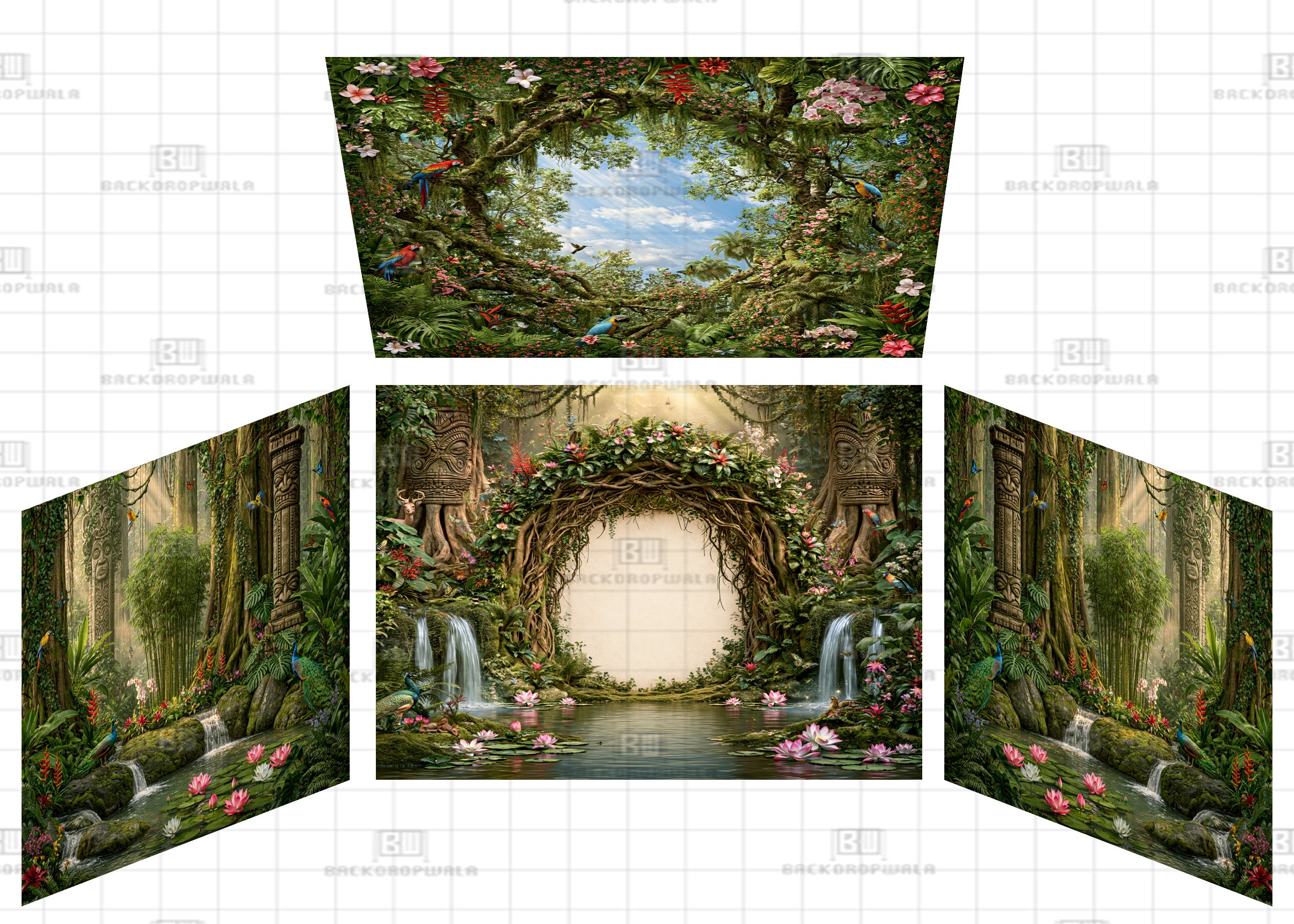 Mystic Jungle Oasis Theme Ganesh Pandal Backdrop
