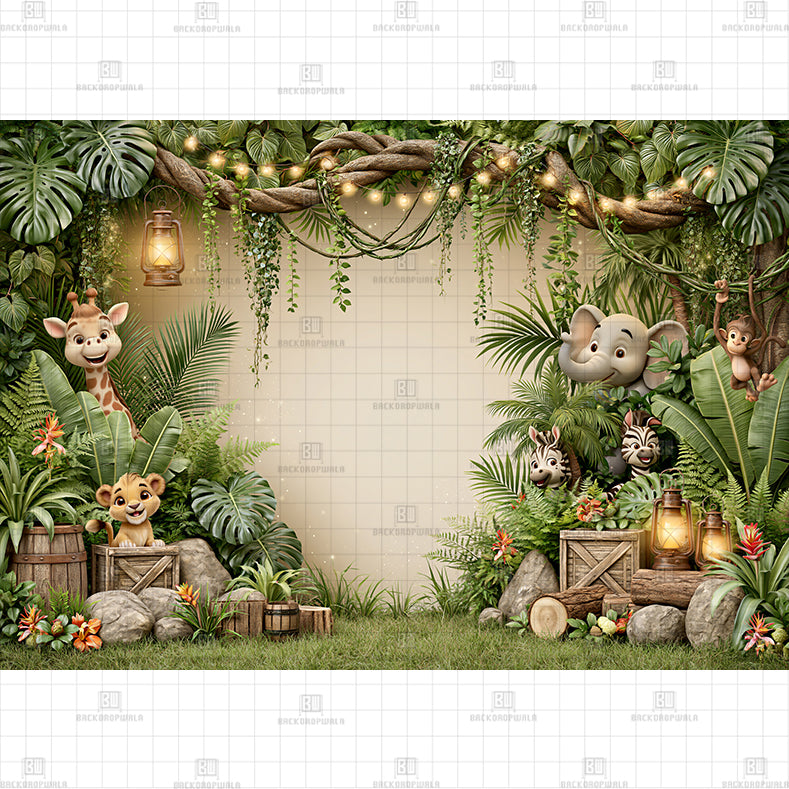 Panda In The Jungle Printed Baby Backdrop