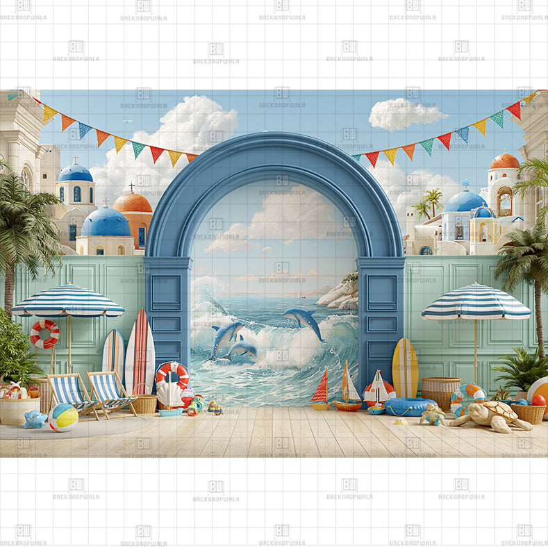 Troipcal Praia Printed Baby Backdrop