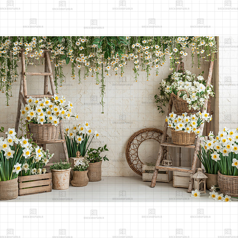 Draped Floral Scene Printed Baby Backdrop