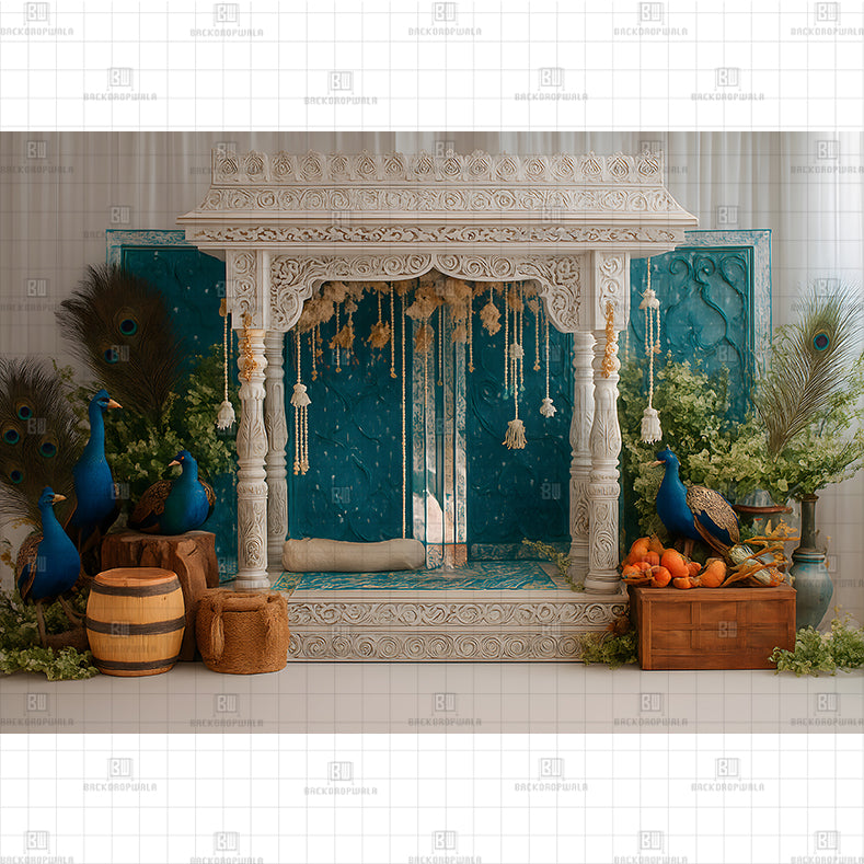 White Temple Shrine PRINTED BACKDROP