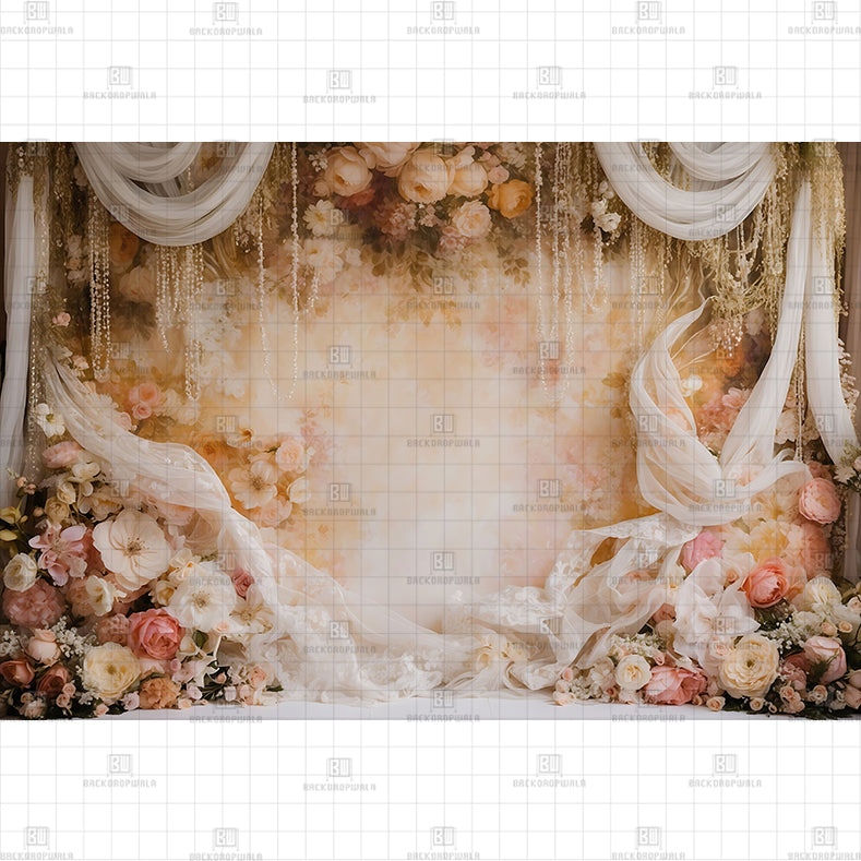 Draped Floral Scene Printed Baby Backdrop