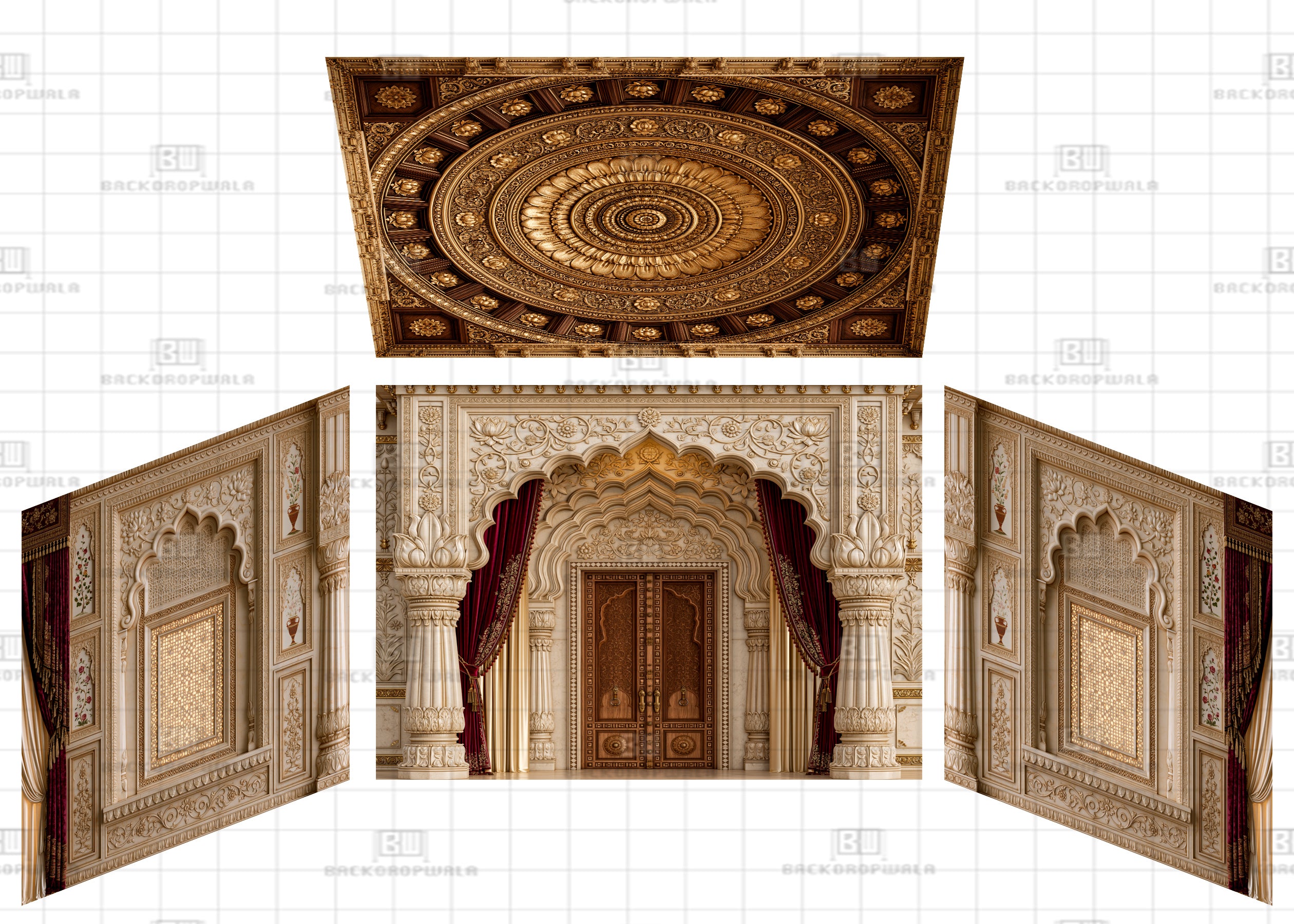 Traditional Royal Heritage Palace Theme Ganesh Pandal Backdrop