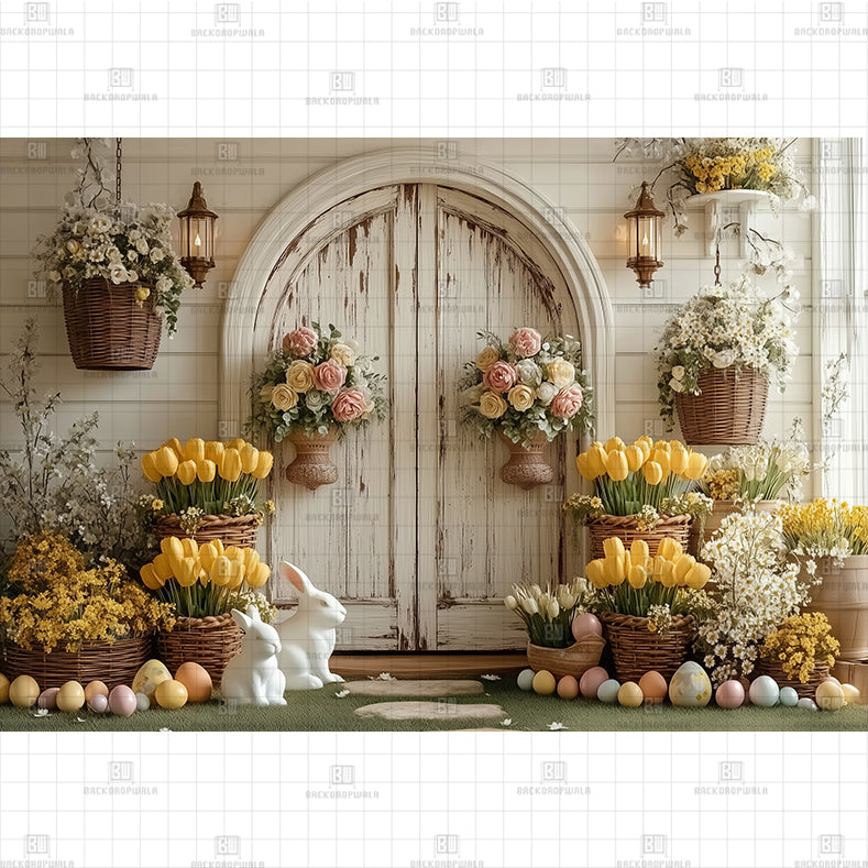 Easter Rose Garden Arch Printed Baby Backdrop