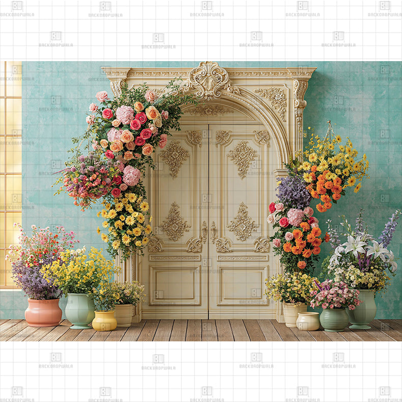 Autumn Flower Wagon Printed Baby Backdrop