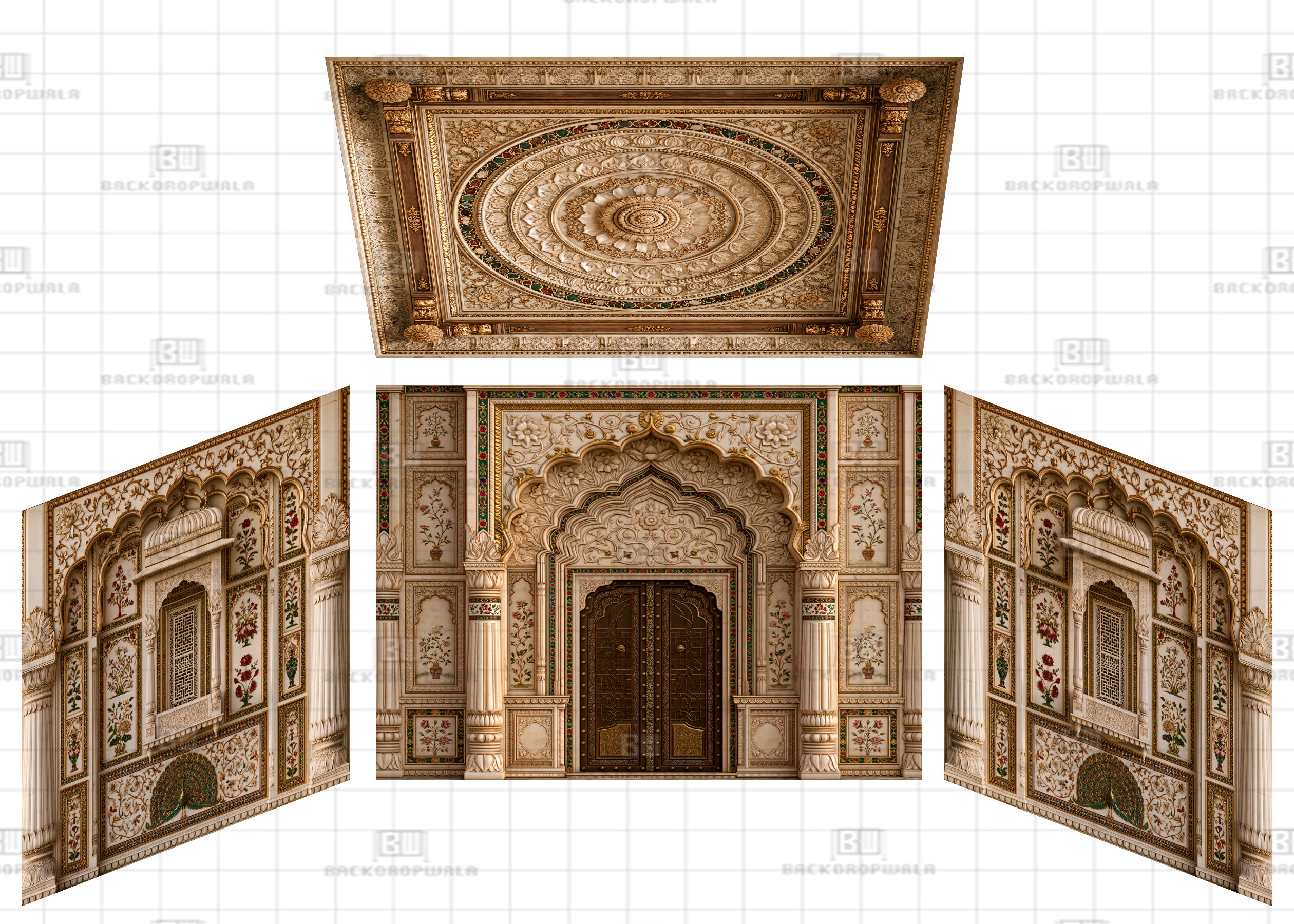Royal Mughal Palace Arch Theme Ganesh Pandal Backdrop