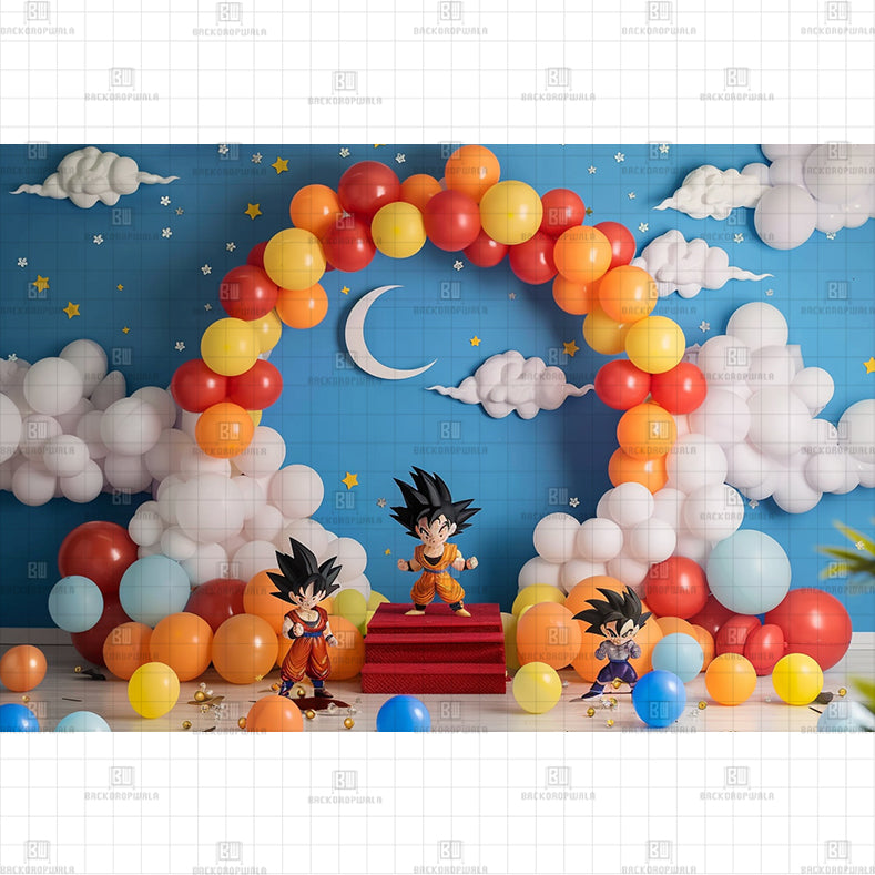 Dragen Ballz Red Colour Printed Baby Backdrop