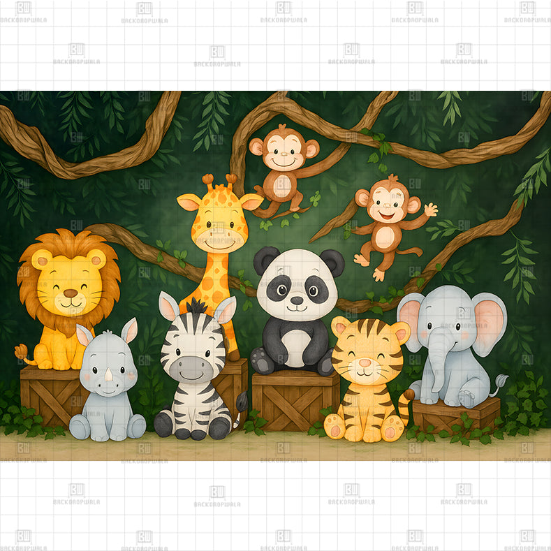 Wildlife Friends Printed Baby Backdrop