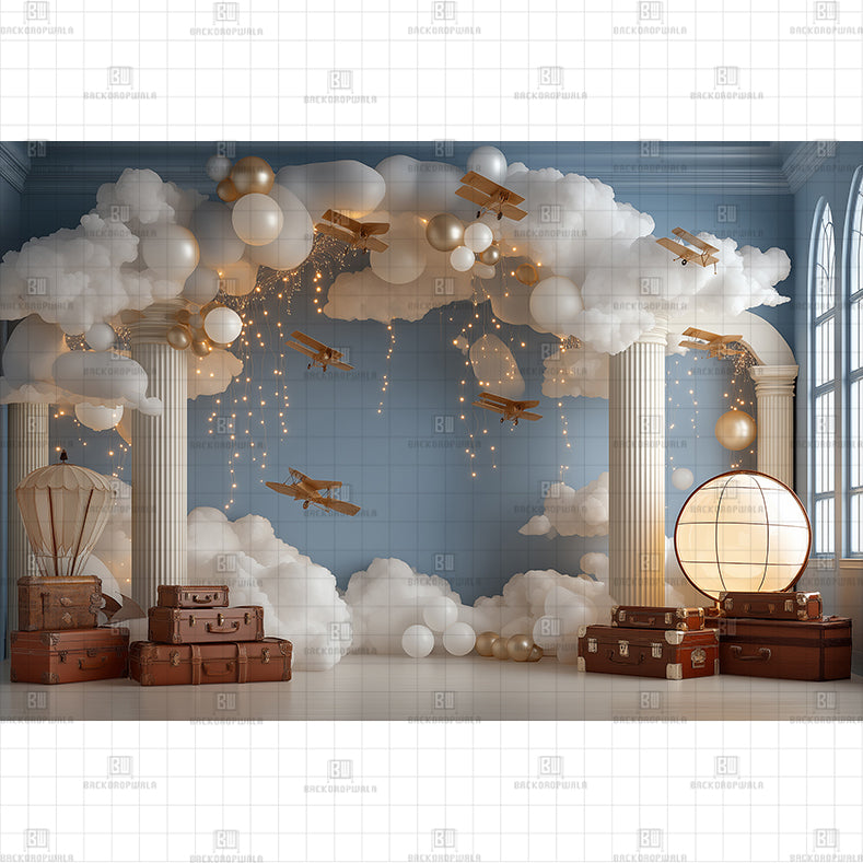Sky Airplane printed Baby Backdrop