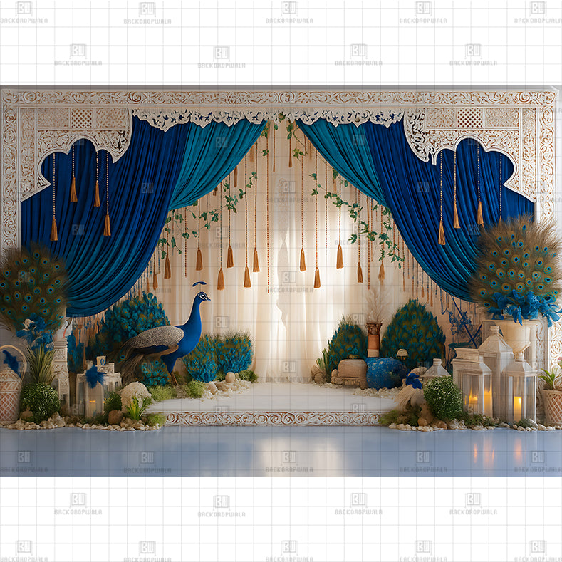 White Peacock Stage PRINTED BACKDROP