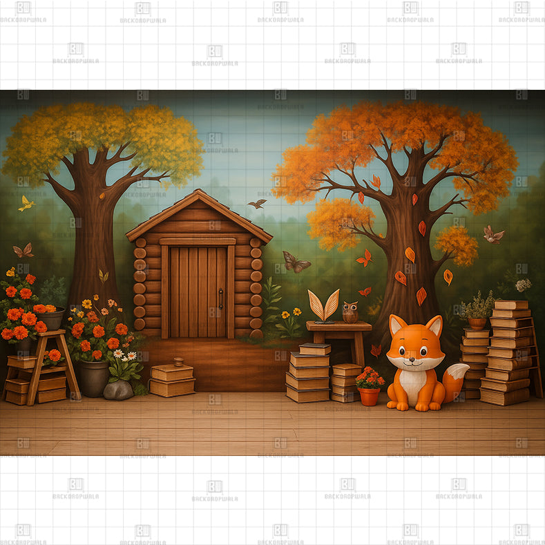 Woodland Forest Animals Printed Baby Backdrop