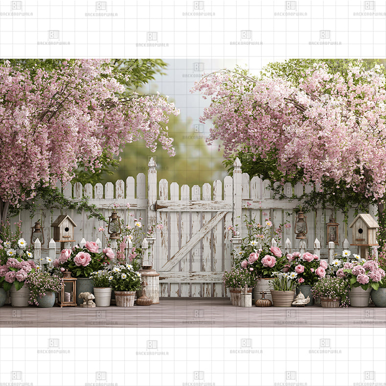 Pink Floral Niches Printed Baby Backdrop