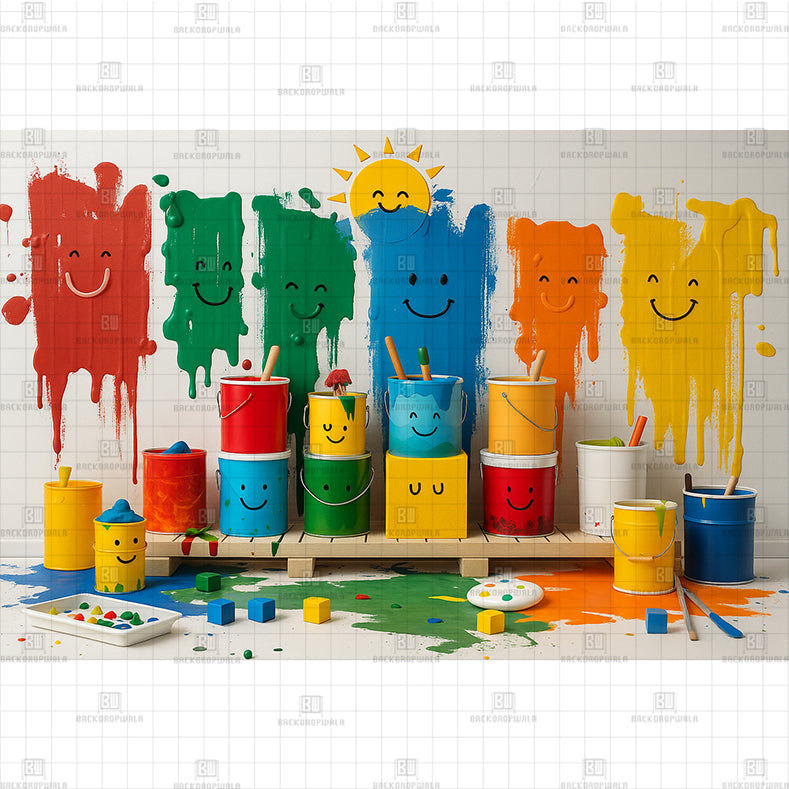 Coloruful Paint Splash Wall Printed Baby Backdrop