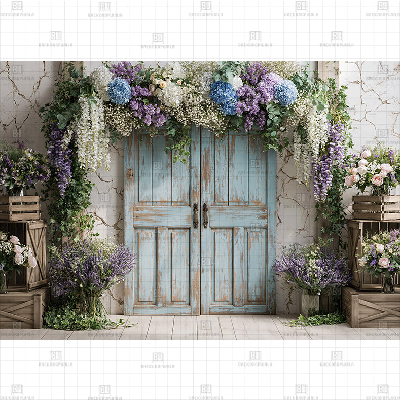 Watercolor Floral Door Printed Baby Backdrop
