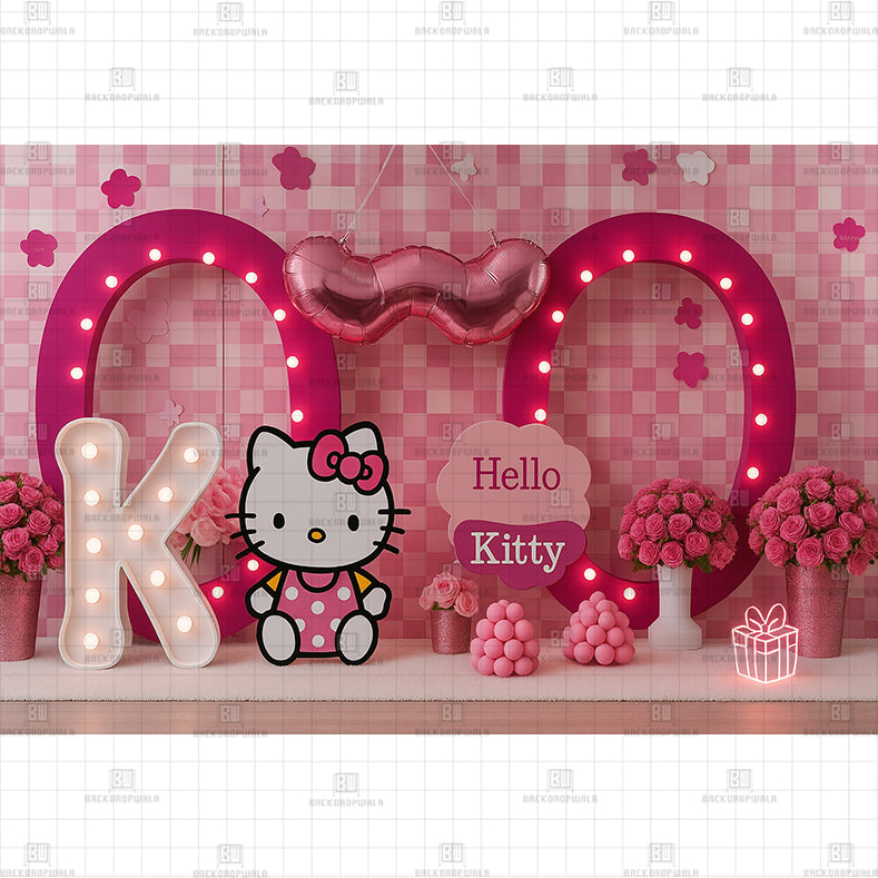 Hello Kitty Bow Printed Baby Backdrop
