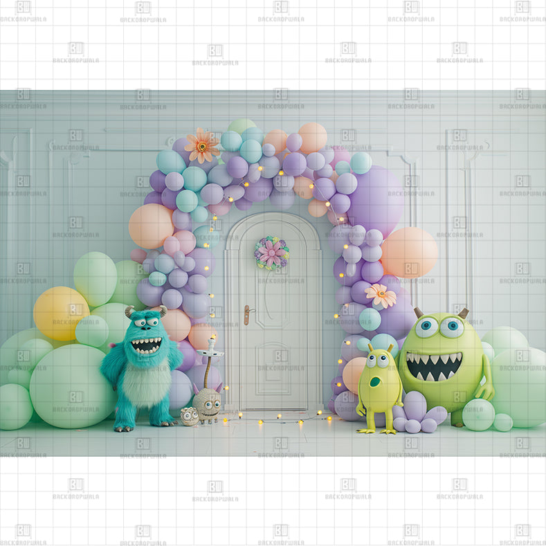 Monsters Inc Door Printed Baby Backdrop