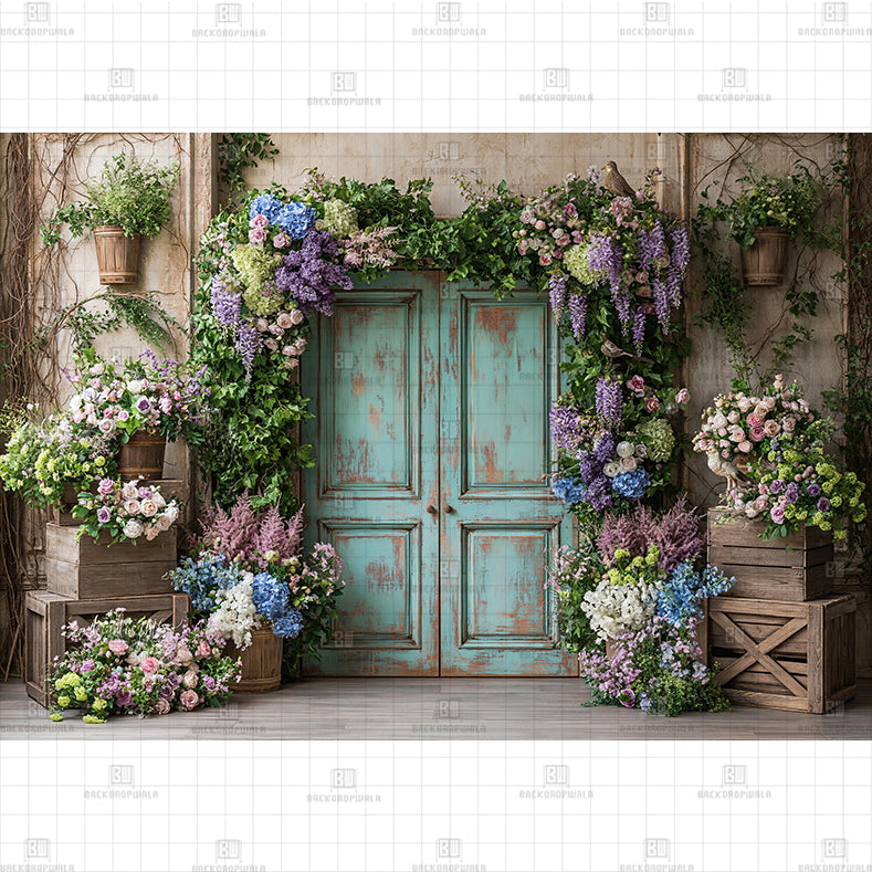 Sunflower Arch Door Printed Baby Backdrop
