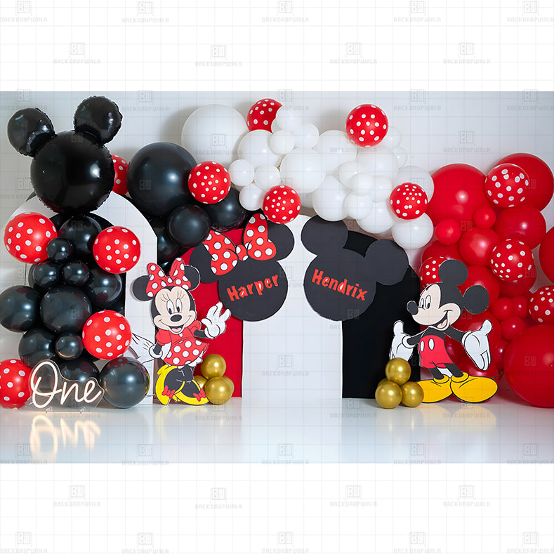 Micky Mouse Birthday Printed Baby Backdrop