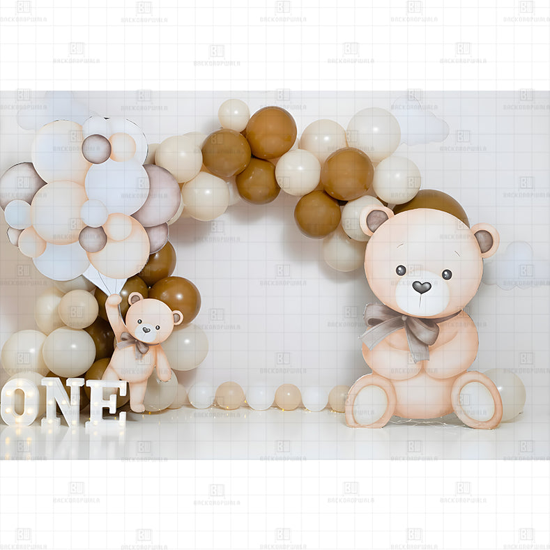 Beige Birthday Printed Baby Backdrop