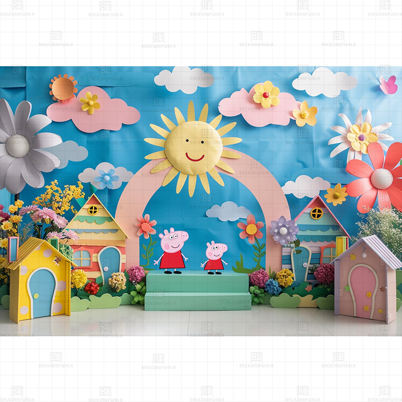 Peppa’s playhouses Printed Baby Backdrop