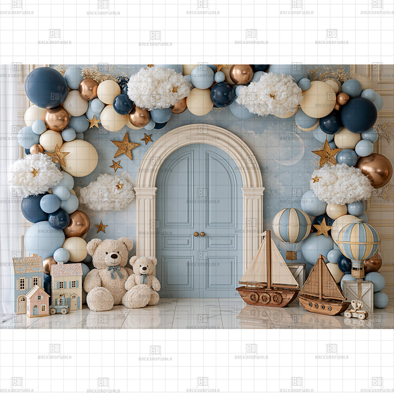 Beige Birthday Printed Baby Backdrop