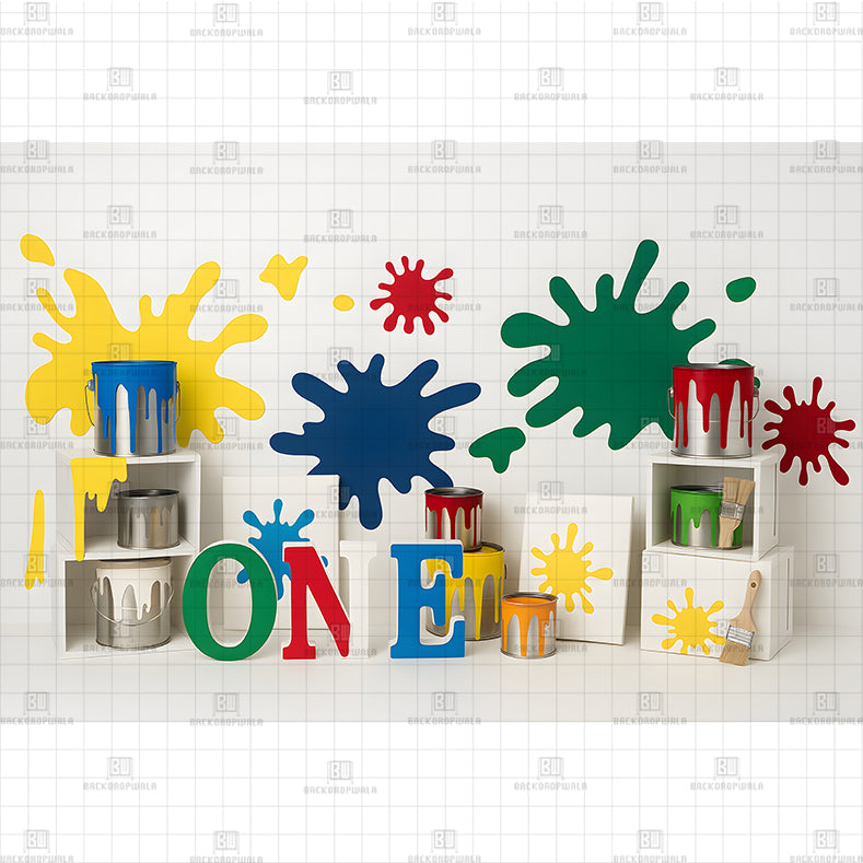 Paint Splash ONE Birthday Printed Baby Backdrop