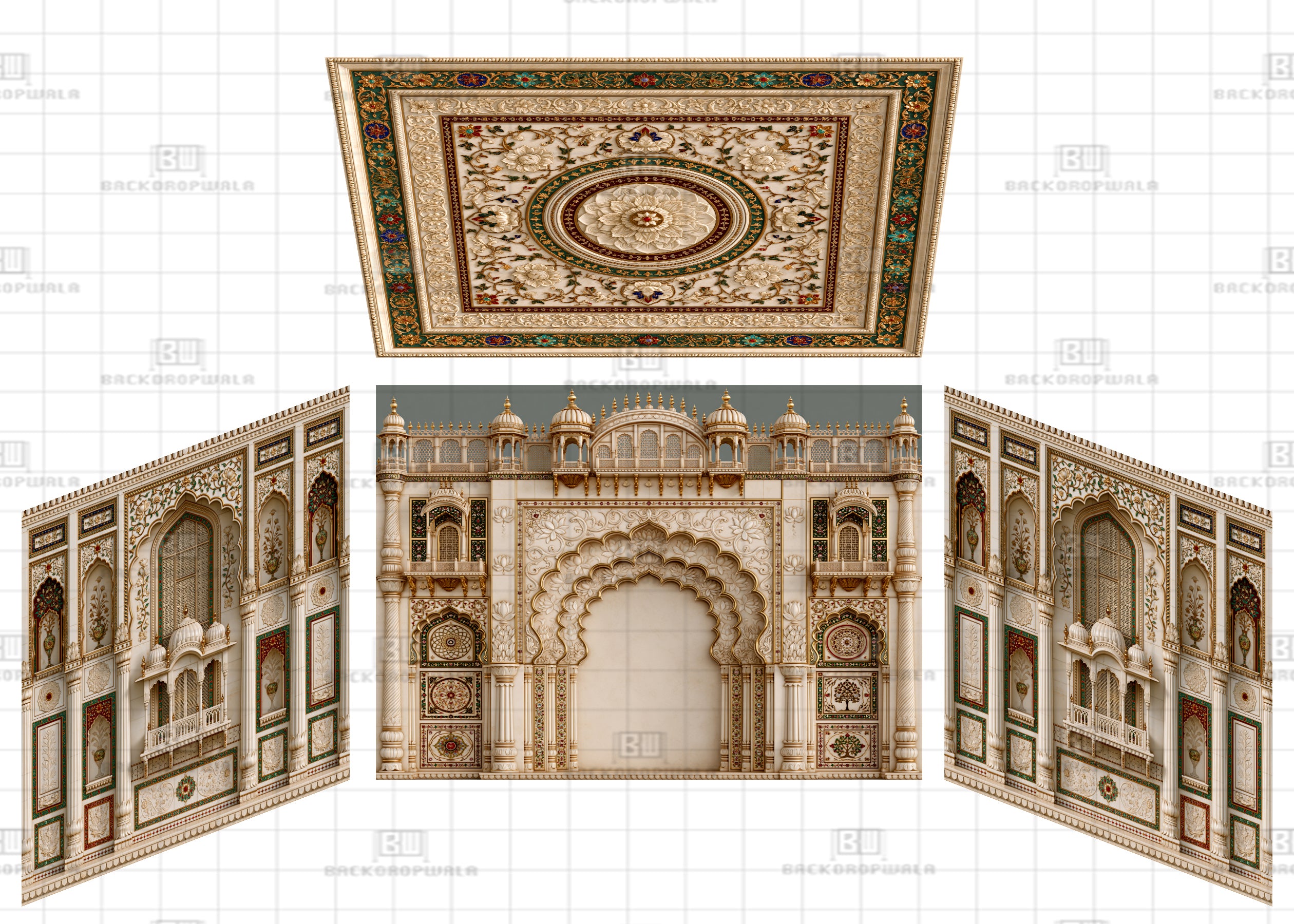 Royal Grand Palace Chhatri Domes Theme Ganesh Pandal Backdrop