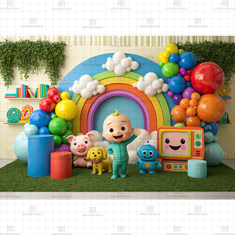 Cocomelon Two Printed Baby Backdrop