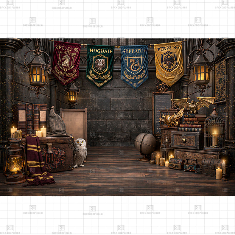 Wizard Pot Owl Printed Baby Backdrop