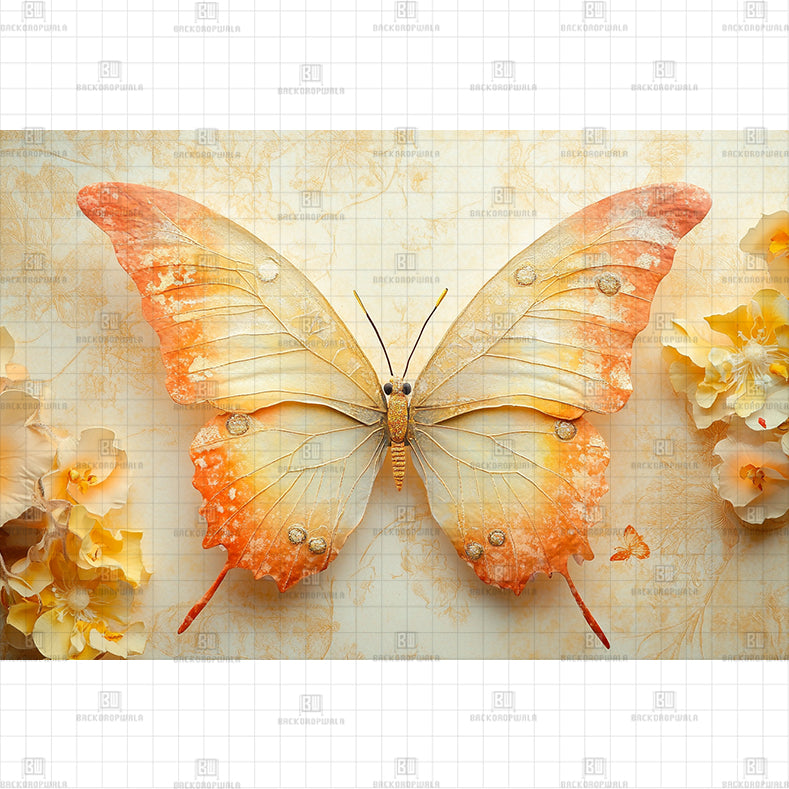 Vintage Paper Butterfly backdrop Printed Born Baby Backdrop