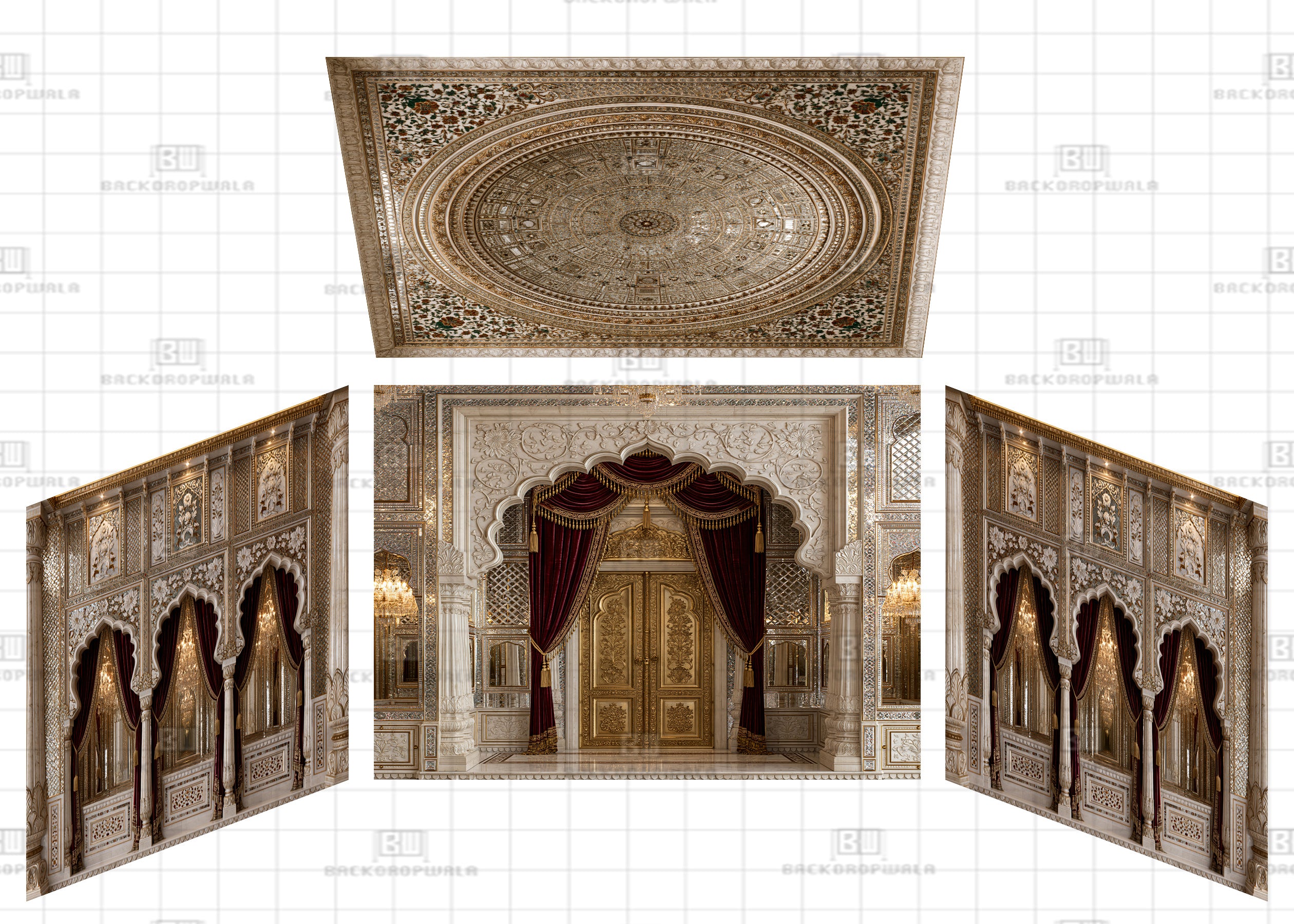 The White Marble Sheesh Mahal Theme Ganesh Pandal Backdrop