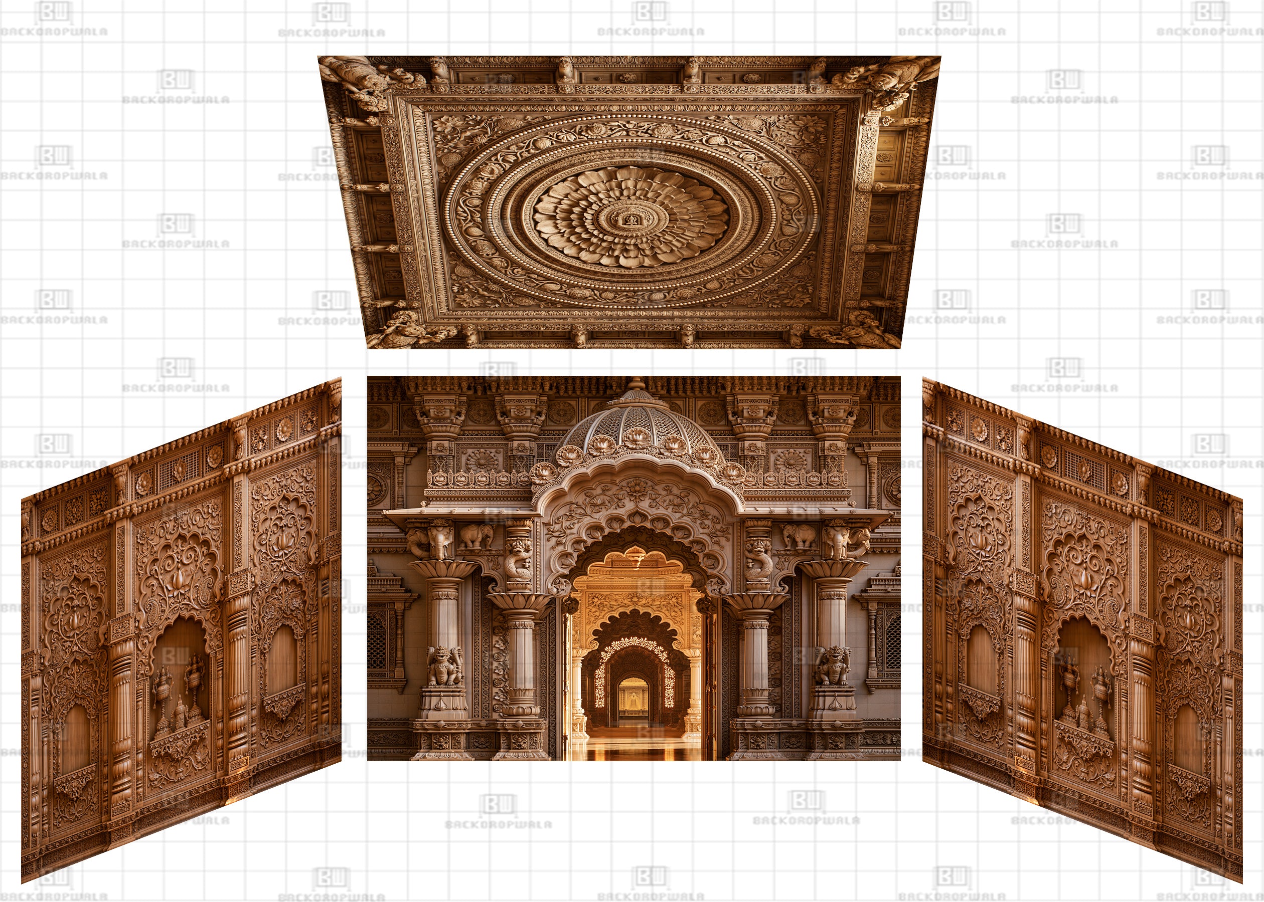 Antique Royal Darbar Theme Ganesh Pandal Backdrop