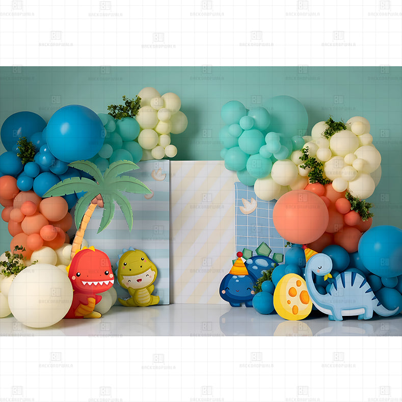 Dinosaur World Birthday Printed Baby Backdrop