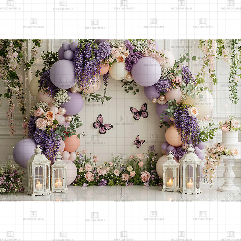 Butterfly World Birthday Printed Baby Backdrop