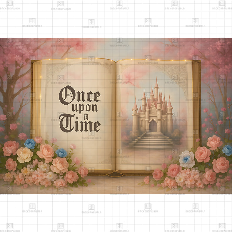 Once Open a Time Book Printed Baby Backdrop