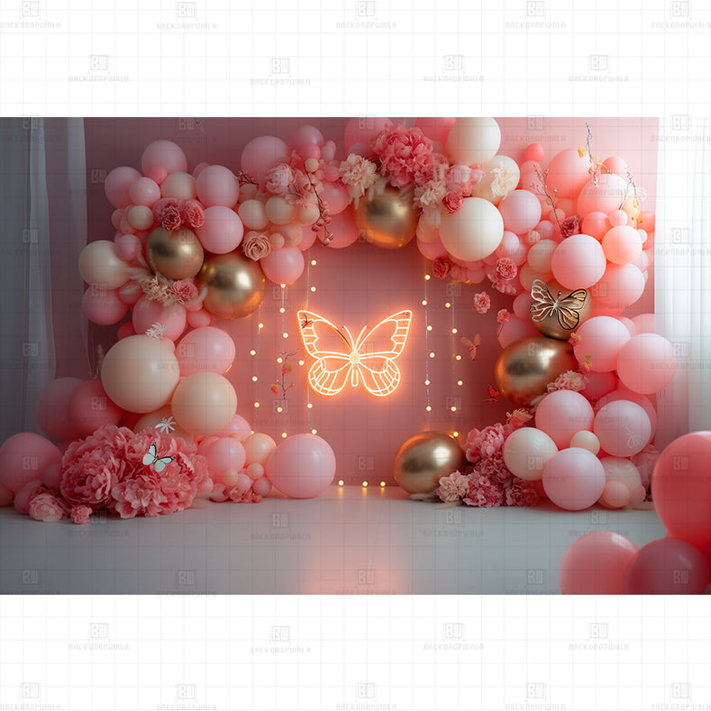 Pink Birthday Bash Printed Baby Backdrop